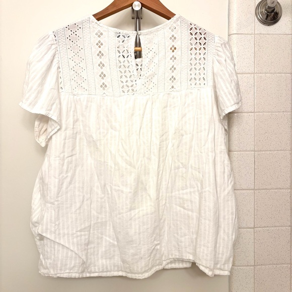 Ella Moss Costco Crisp White Eyelet Blouse Brianne Cottagecore Coquette XXL - Picture 6 of 8